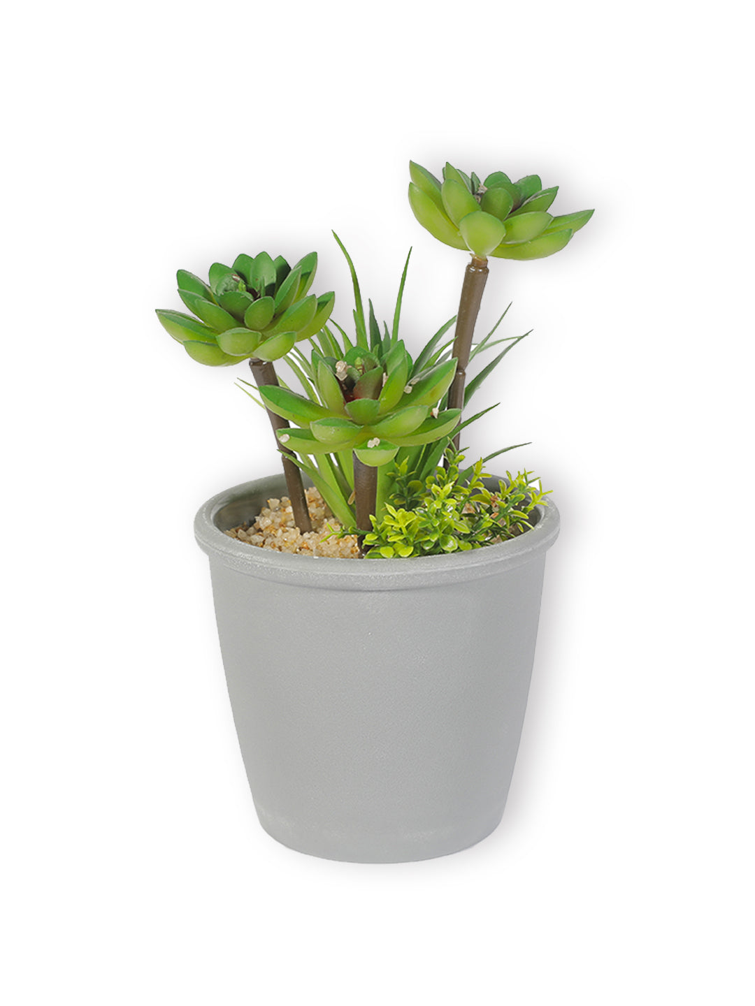 VON CASA Fake Mini Succulent Plant Pot - Grey Pot