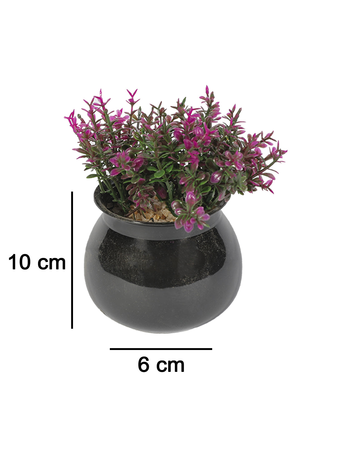 VON CASA Plastic Purple Flower With Pot - Black