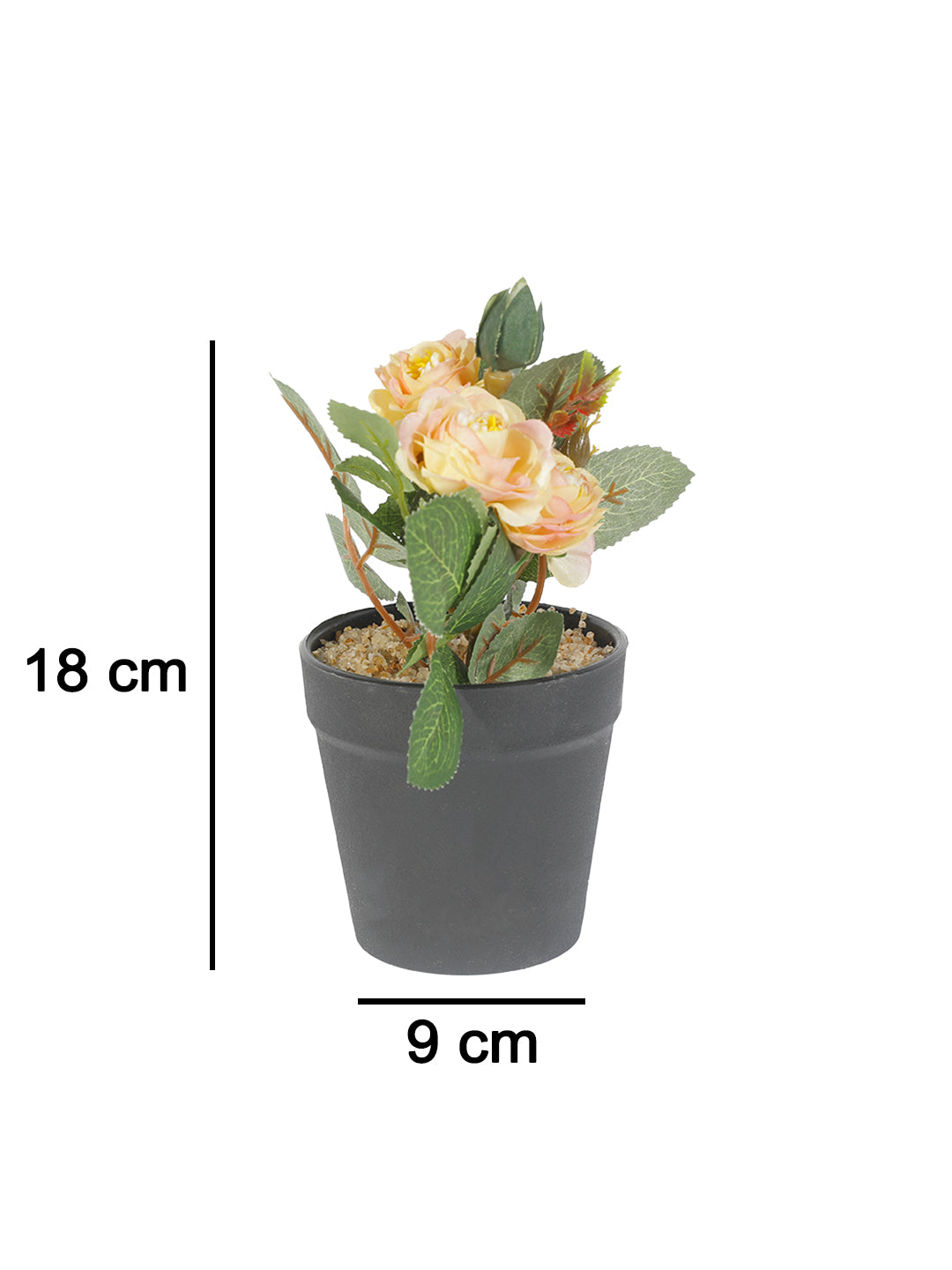 VON CASA Realistic Artificial Bonsai Fake Rose Flower Plant Black Pot