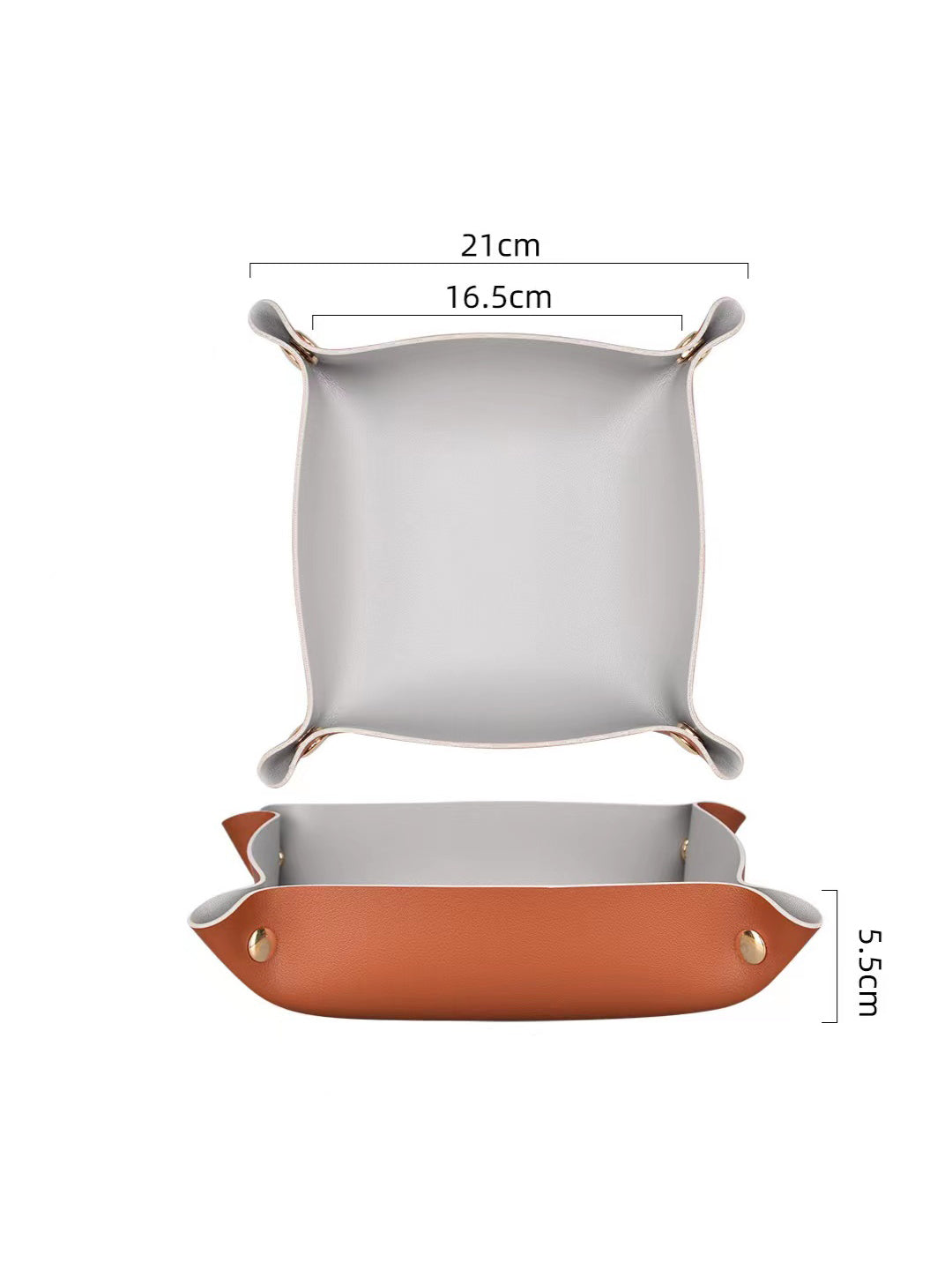 VON CASA Leather Desktop Storage Tray - Off White