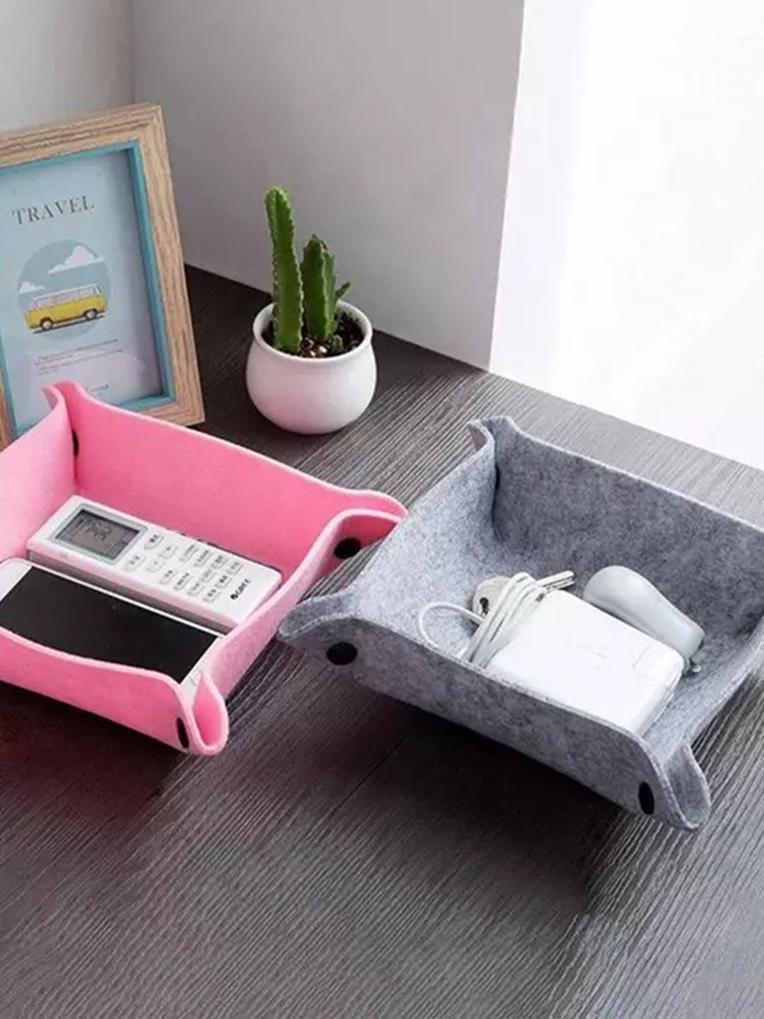 VON CASA Leather Desktop Storage Tray - Off White