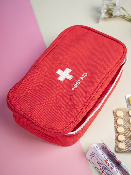 VON CASA Rectangular Polyester First Aid Box - Red