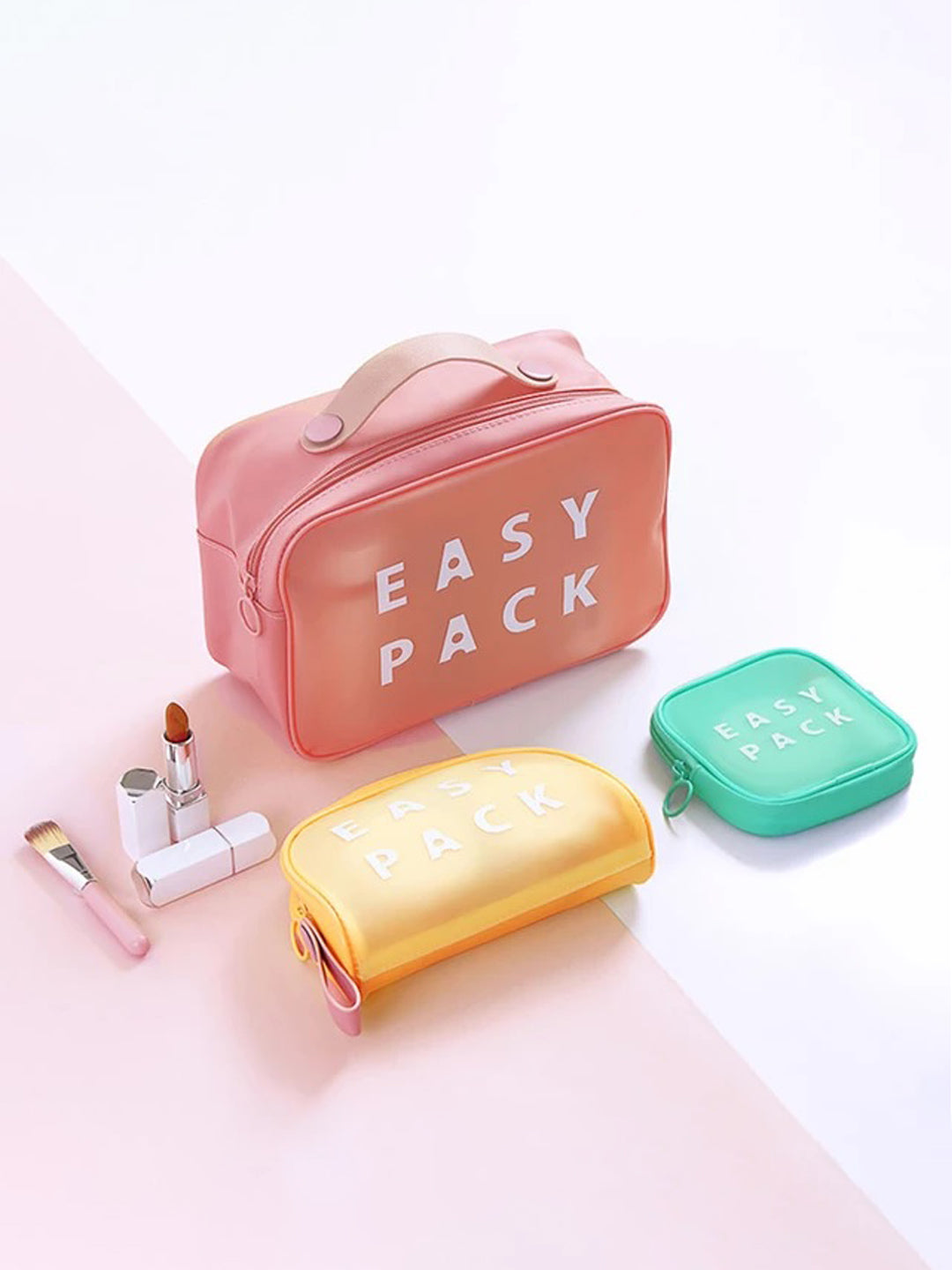 VON CASA D Shaped Plastic Travel Pouch - Yellow