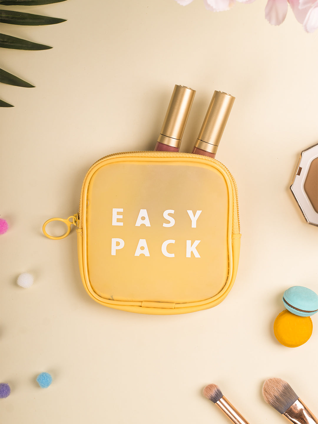 VON CASA Square Plastic Travel Pouch - Easy Pack - Yellow