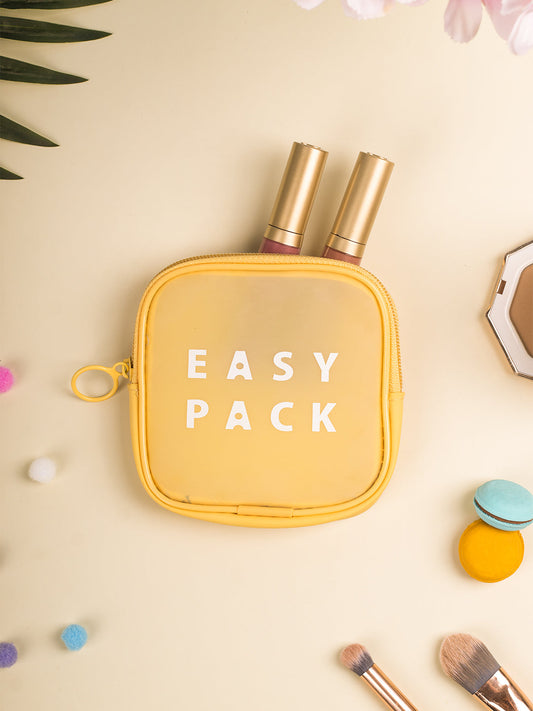 VON CASA Square Plastic Travel Pouch - Easy Pack - Yellow