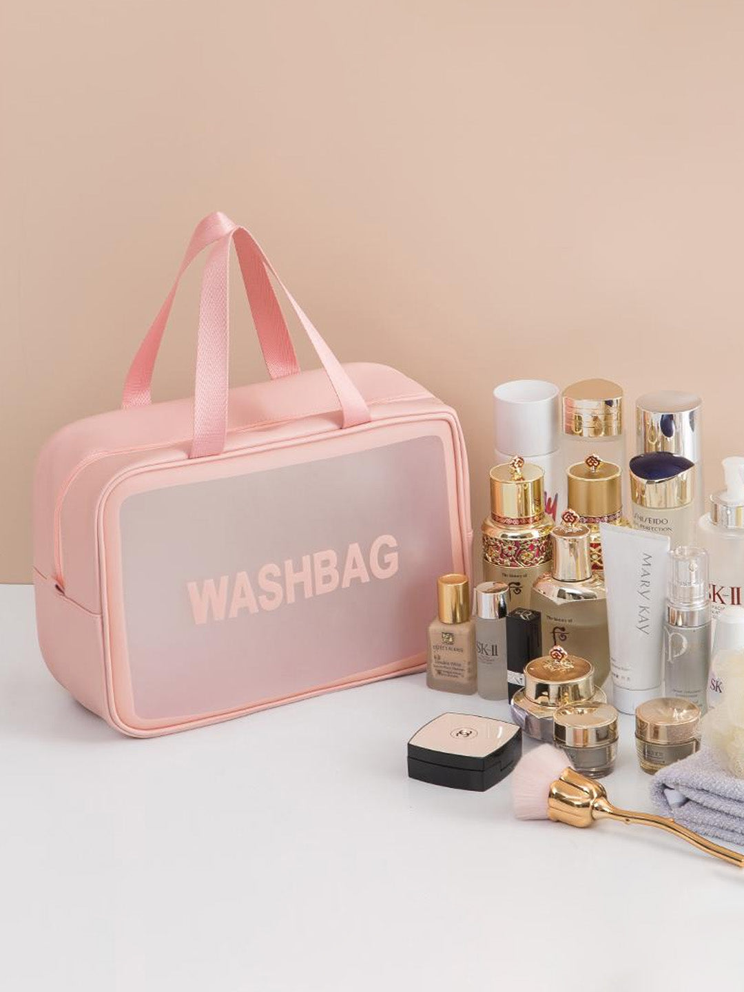 VON CASA Portable Zipper Travel Toiletry Bag - Pink