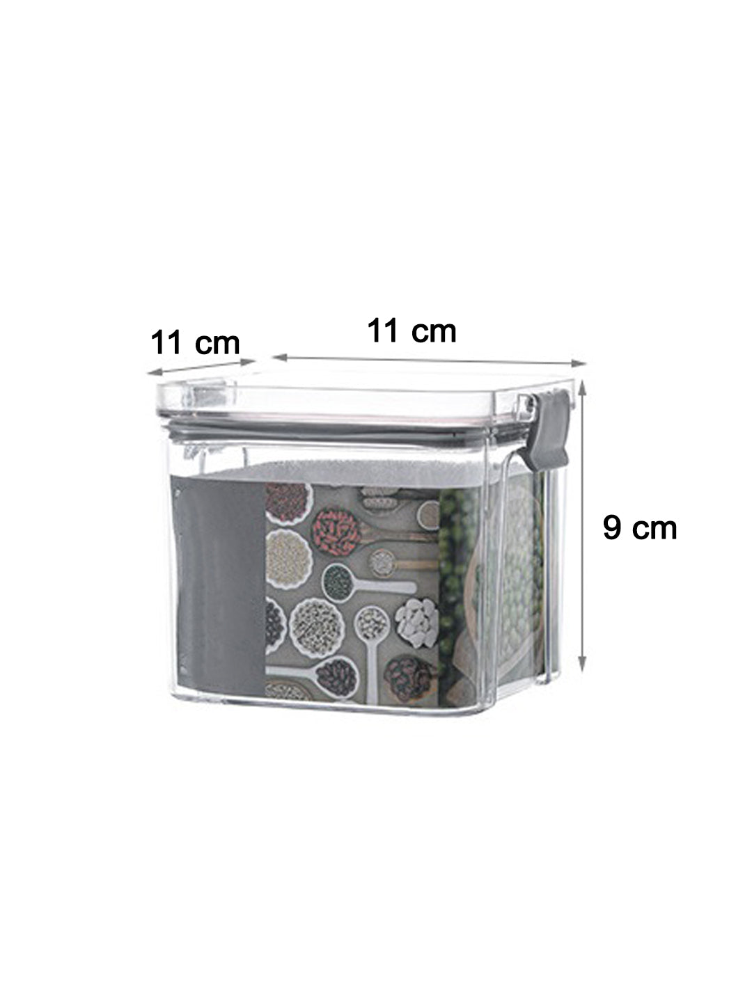 VON CASA Small Plastic Storage Container - Transparent & Grey