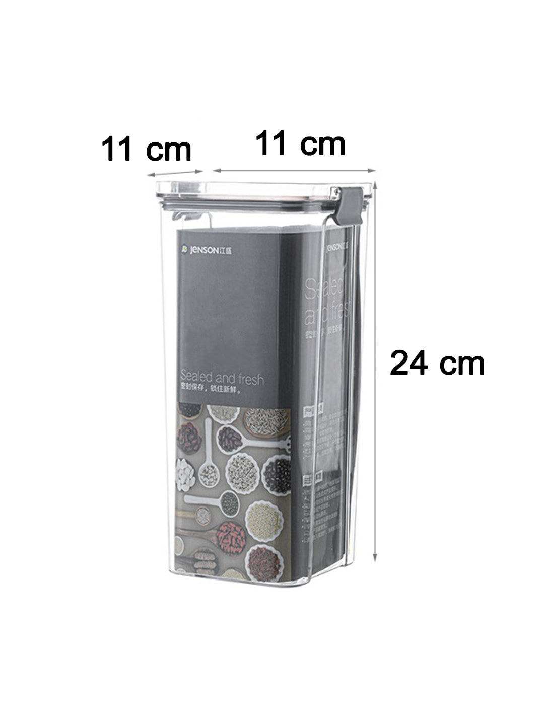 VON CASA Tall Plastic Storage Container - Transparent & Grey