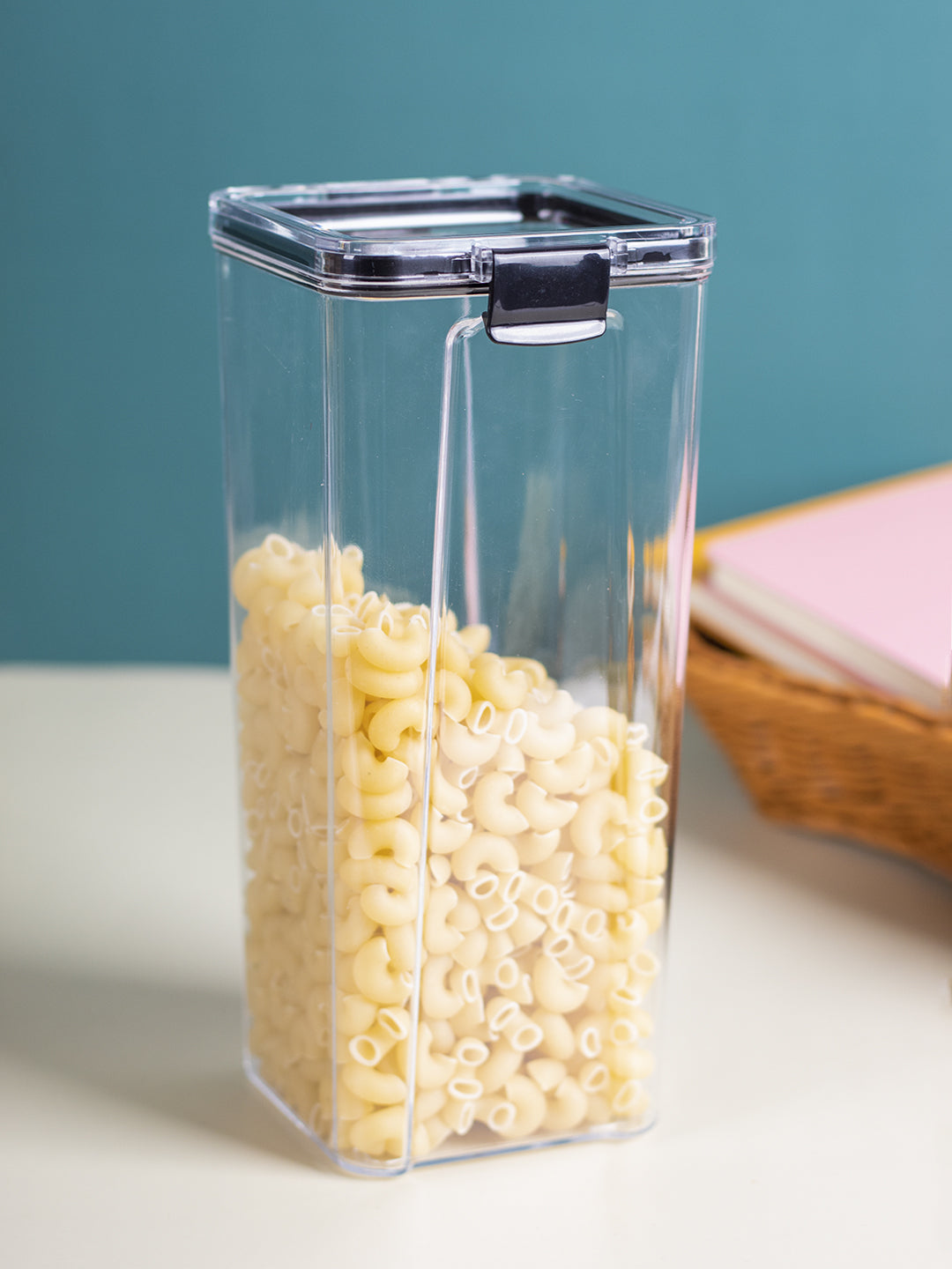 VON CASA Tall Plastic Storage Container - Transparent & Grey