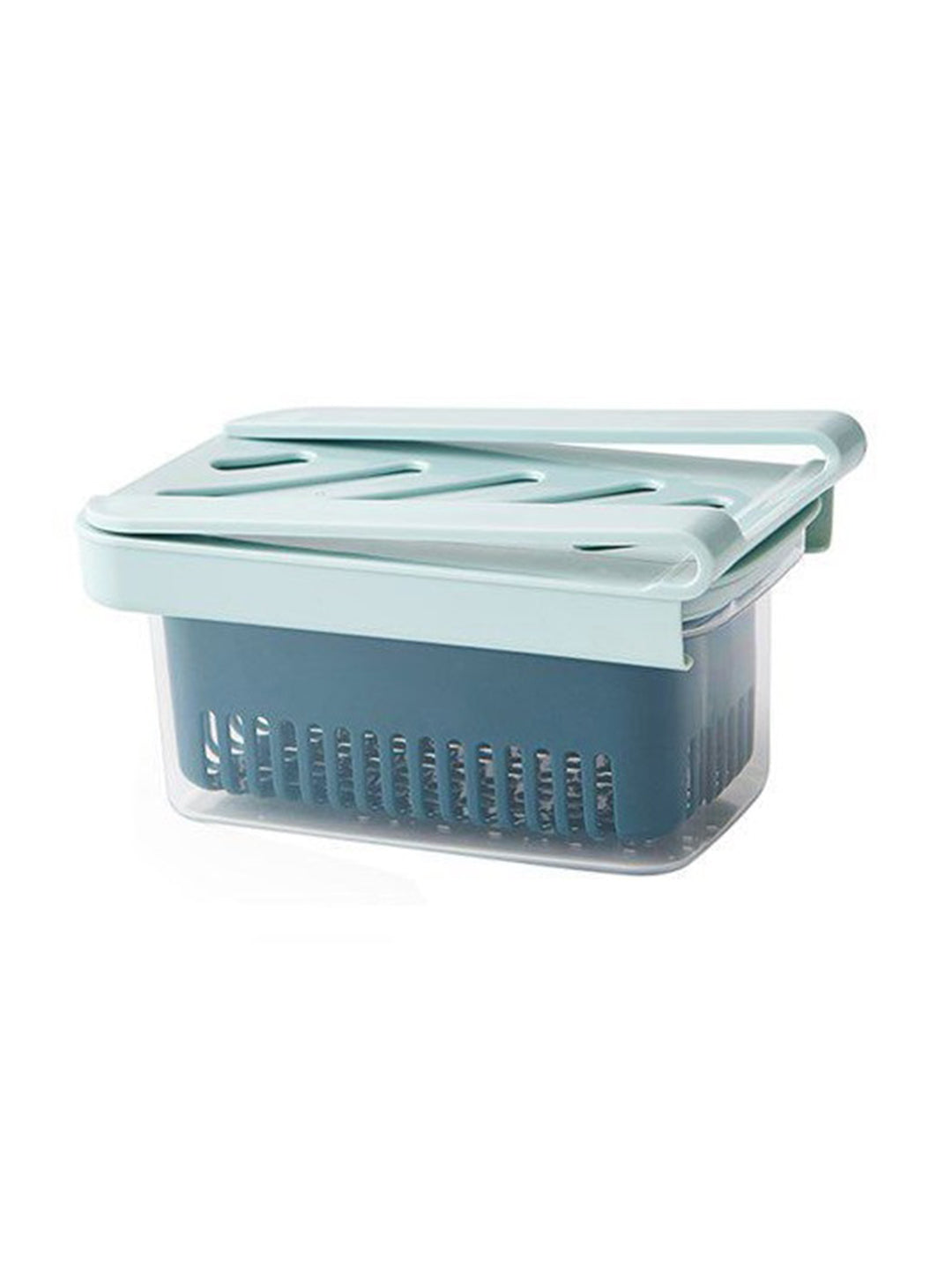 VON CASA Fridge Pull-Out Fruit & Vegetables Space Saver Shelf Holder - Blue & Grey