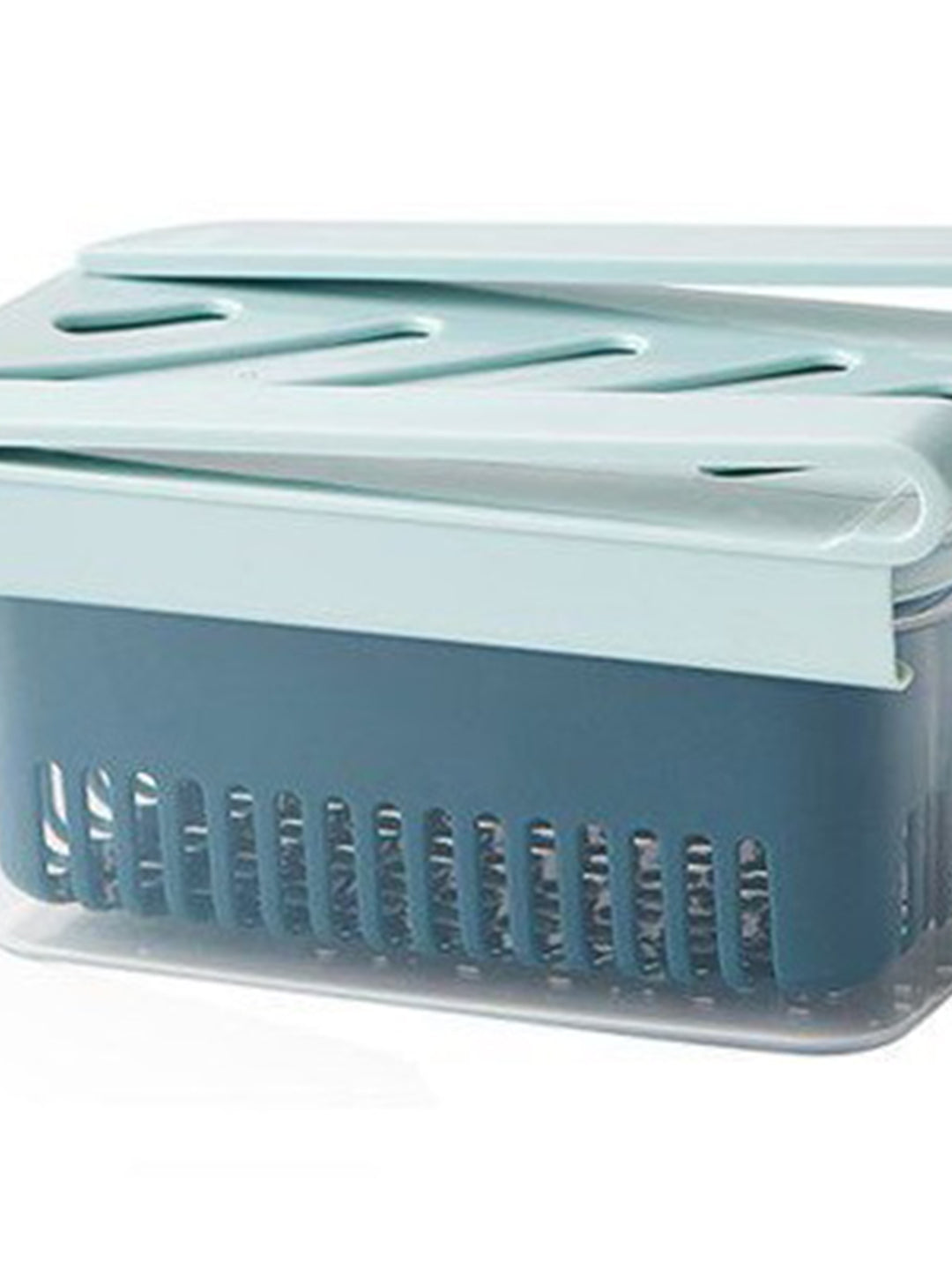 VON CASA Fridge Pull-Out Fruit & Vegetables Space Saver Shelf Holder - Blue & Grey