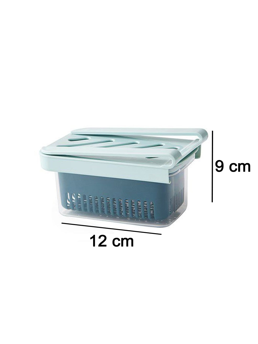 VON CASA Fridge Pull-Out Fruit & Vegetables Space Saver Shelf Holder - Blue & Grey