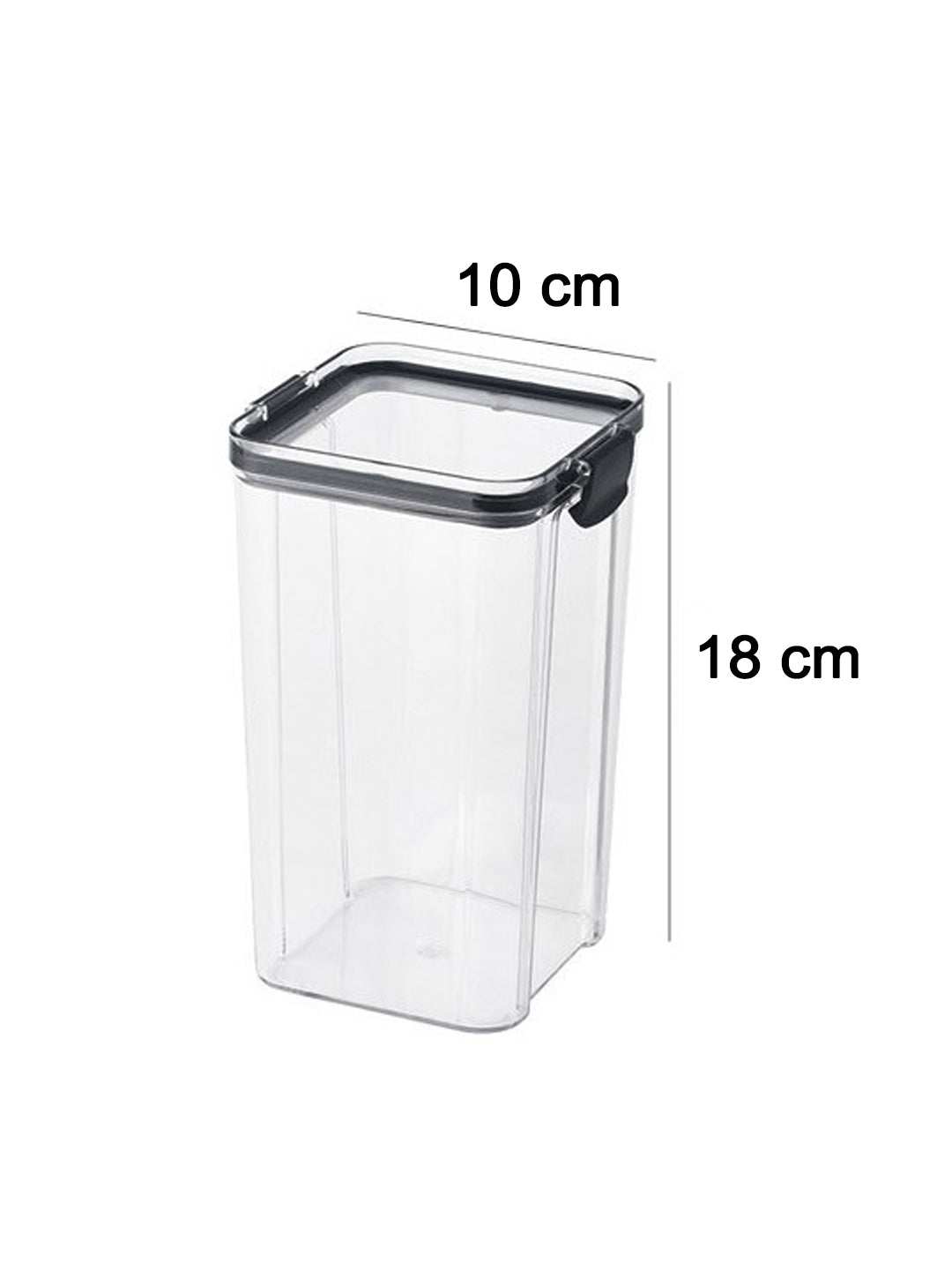 VON CASA Airtight Kitchen Storage Box - Transparent, 10 X 10 X 18cm