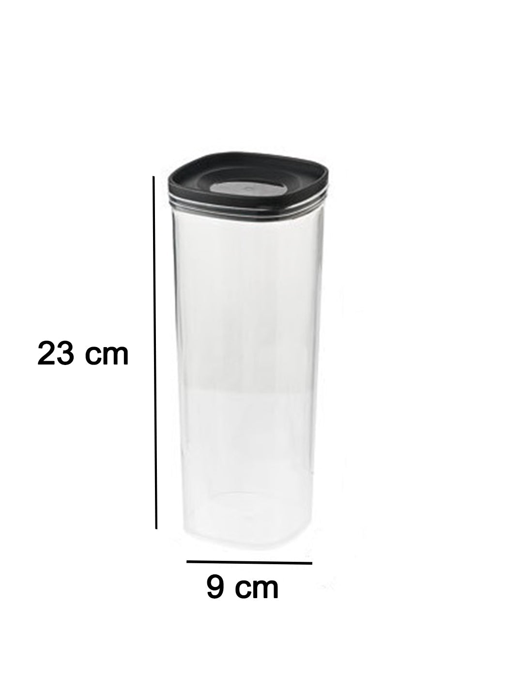 VON CASA Kitchen Cabinet Tall Airtight Plastic Containers - Black, Transparent