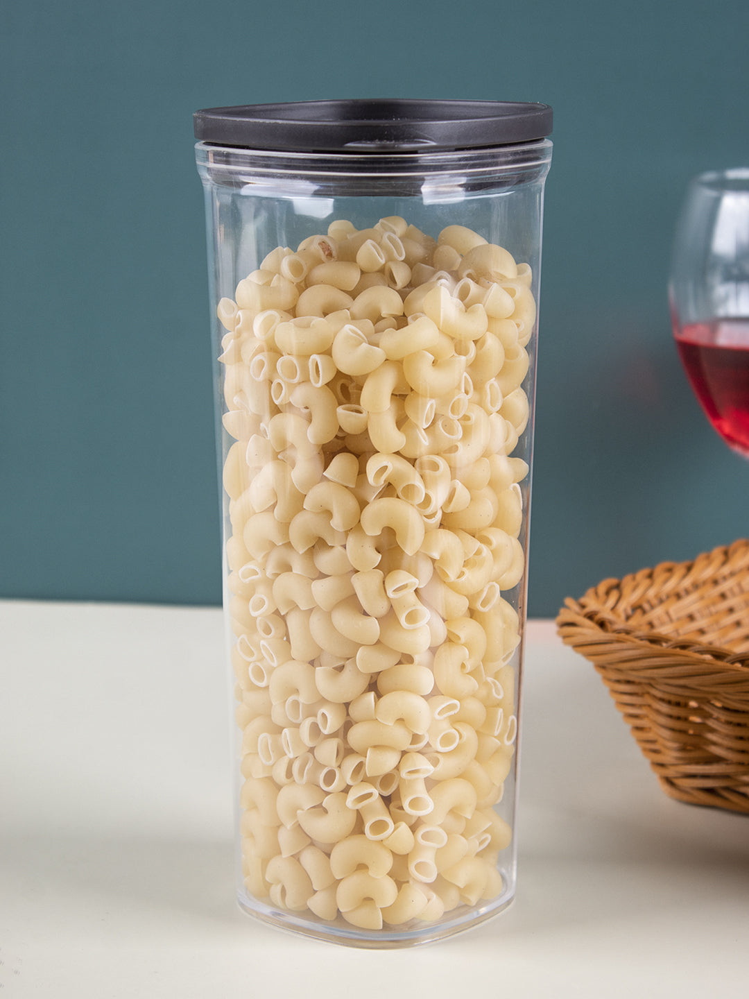 VON CASA Kitchen Cabinet Tall Airtight Plastic Containers - Black, Transparent