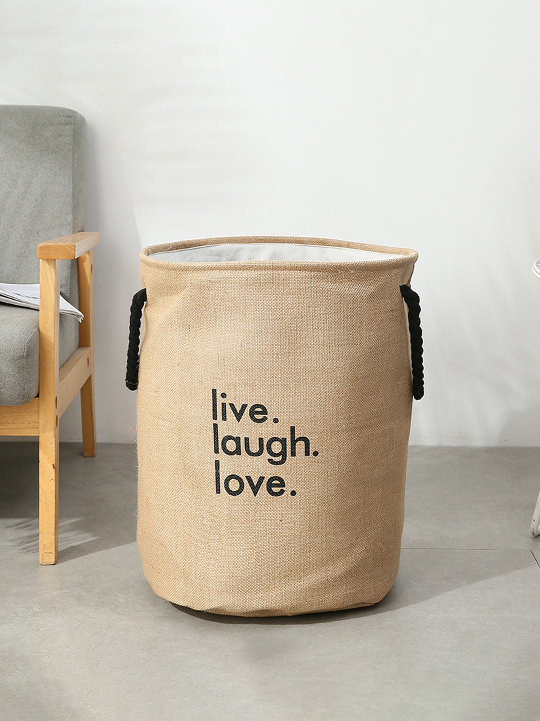 VON CASA Canvas Laundry Storage Basket - 80 Litre - Beige