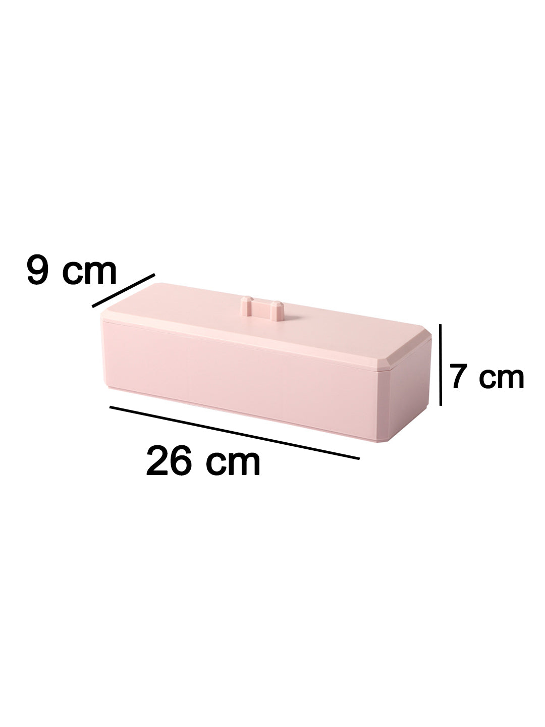 VON CASA Pink Makeup Organizer Container With Lid - 26X8.5X7cm