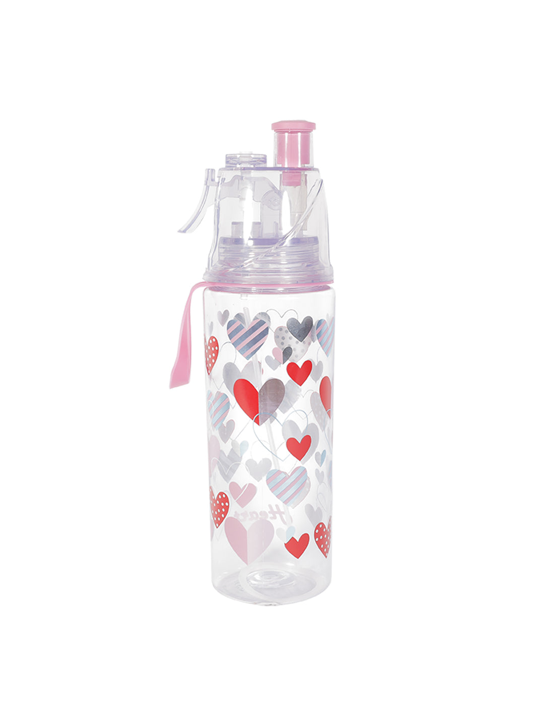 VON CASA Transparent Plastic Water Bottles - Pink, 500Ml