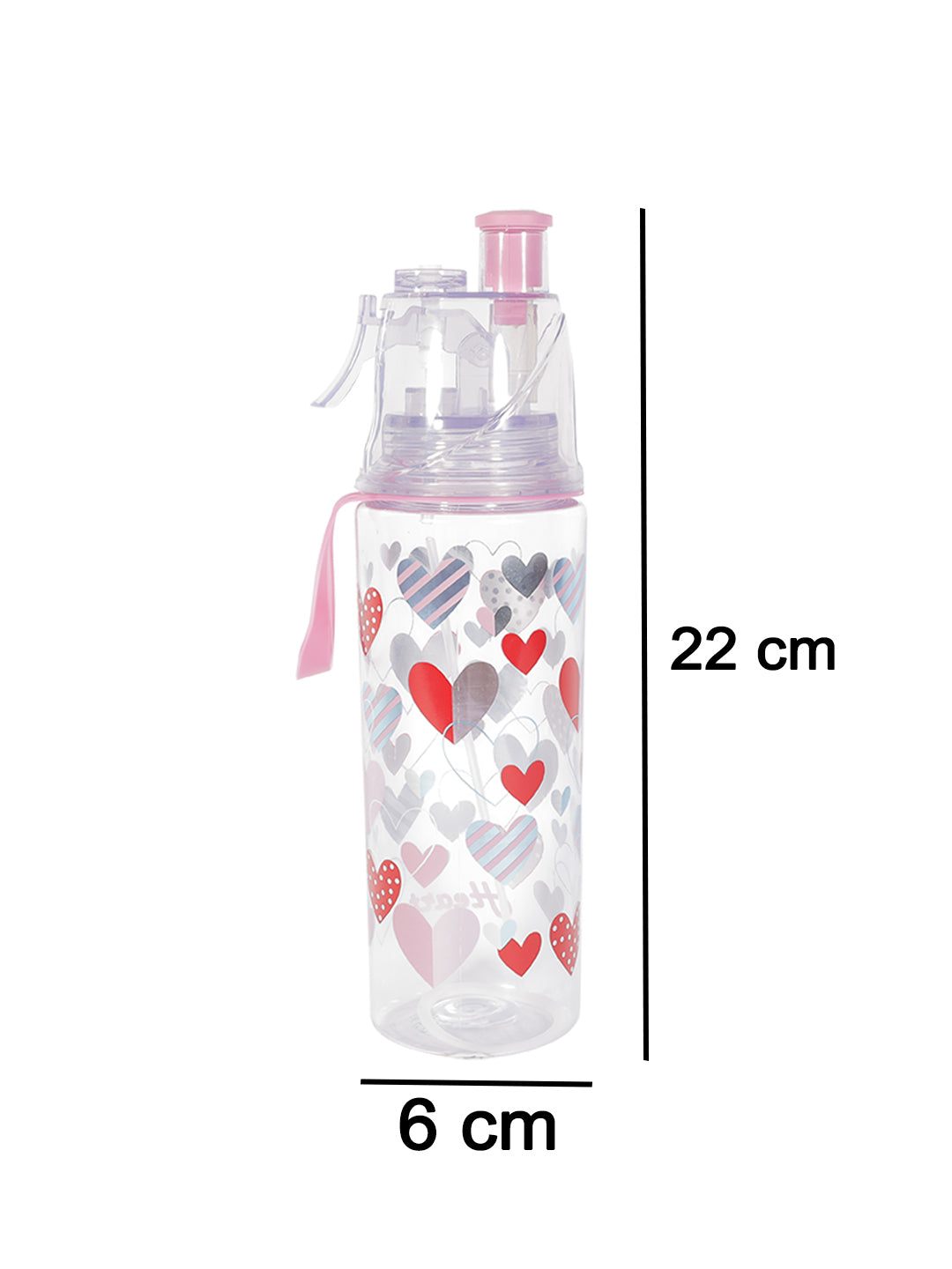 VON CASA Transparent Plastic Water Bottles - Pink, 500Ml