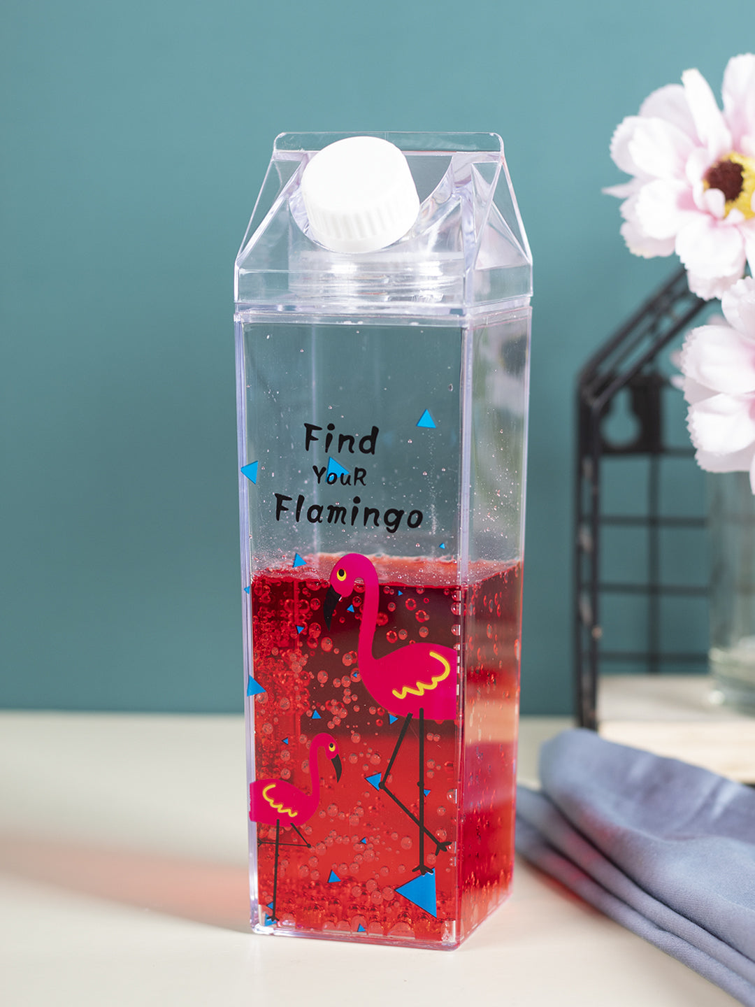 VON CASA "Find Your Flamingo" Plastic Juice Bottles - 500Ml, Transparent