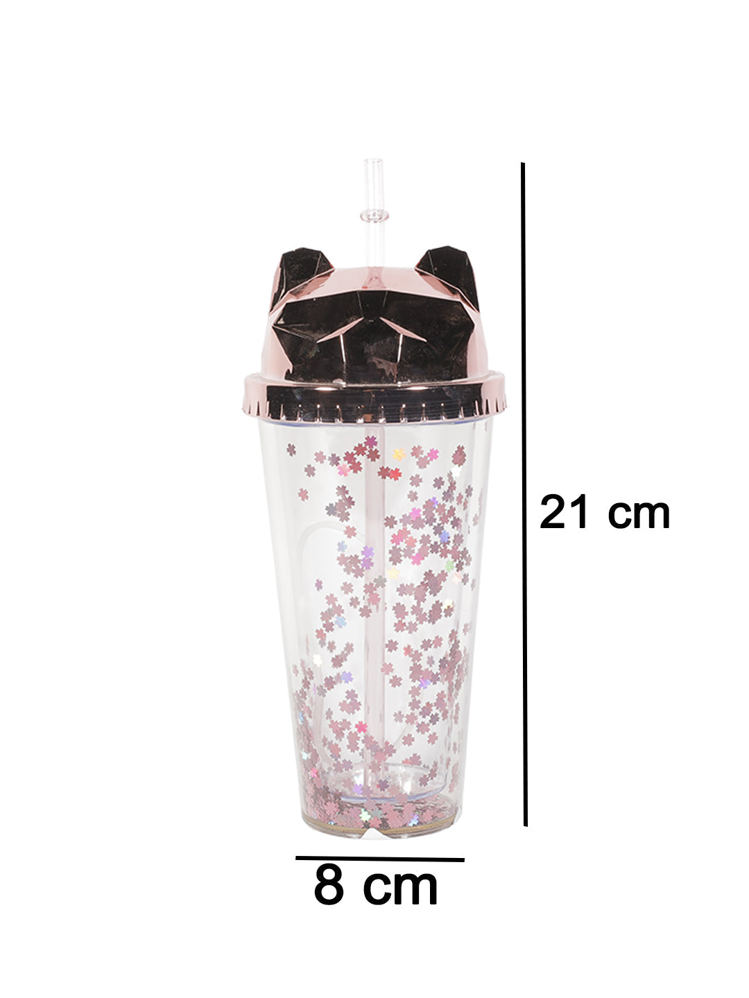 VON CASA 380Ml Rose Gold Cat Ear Travel Sipper With Straw