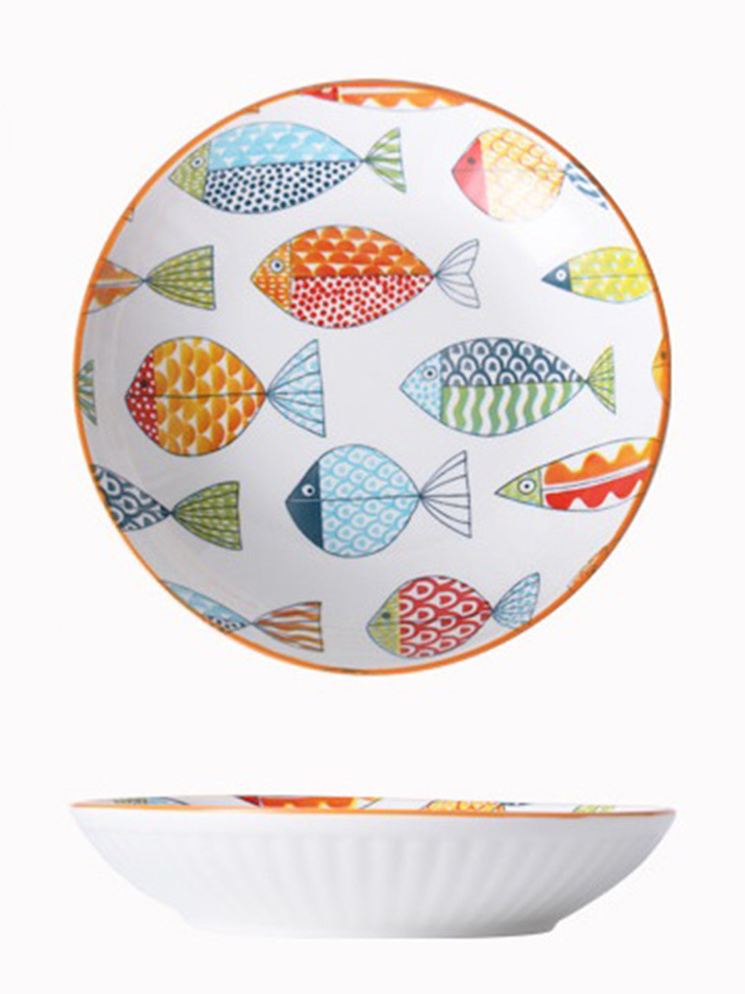 VON CASA Round Ceramic Serving Bowl - Multicolor