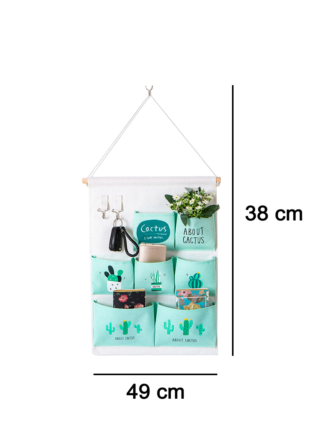 VON CASA Rectangular Canvas Wall Organizer - Green