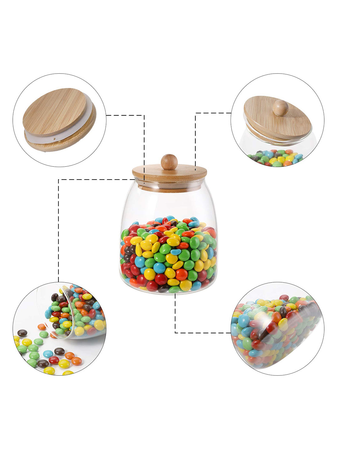 VON CASA Transparent Canister Jar With Lid - Glass, Transparent