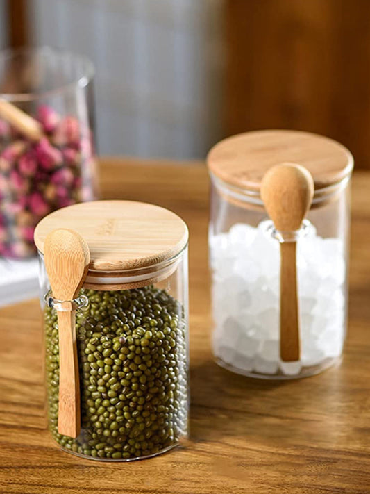 VON CASA Glass Jar With Lid And Spoon - Transparent