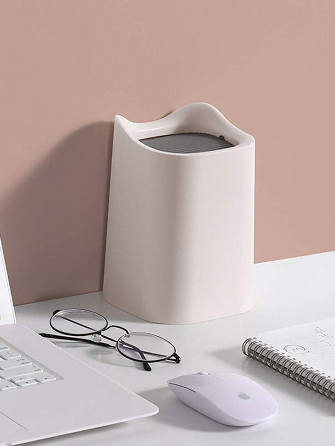 VON CASA Modern Table Dustbin - 1500ml, Cream Grey
