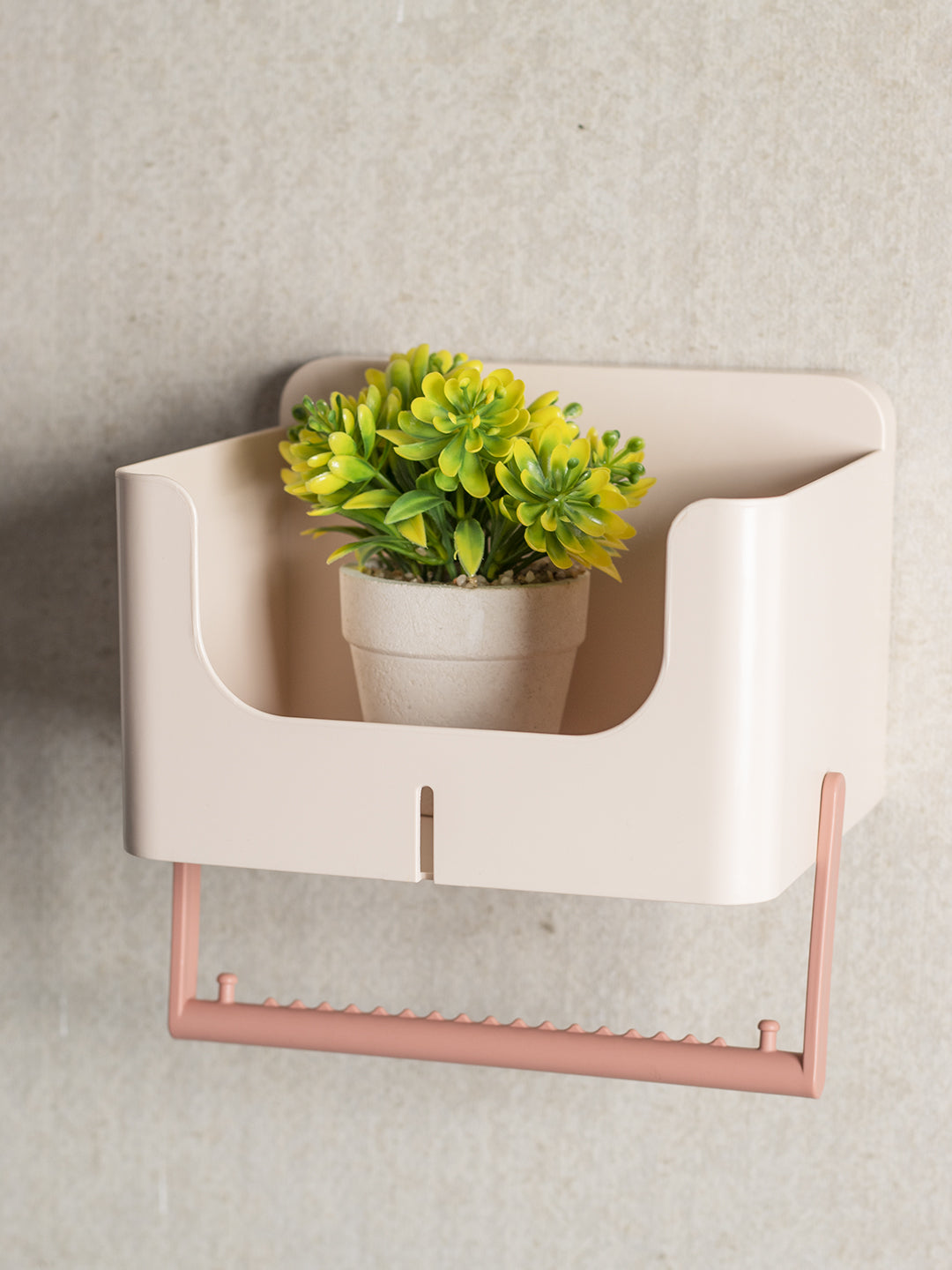 VON CASA Bathroom Storage Rack With Towel Bar - Light Pink