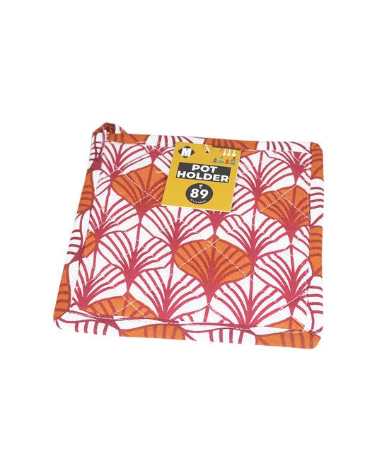 VON CASA Symmetrical Design Printed Cotton Pot Holder ( Set Of 2, Maroon )