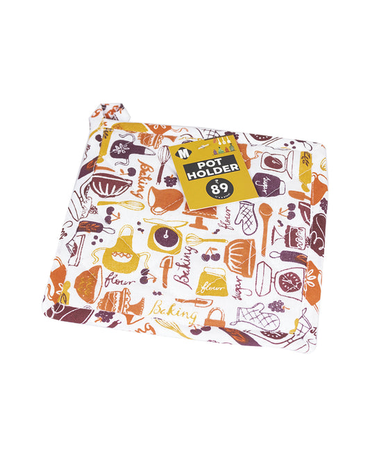 VON CASA Kitchen Tools Design Printed Heat Resistant Cotton Pot Holder (Set Of 2 )