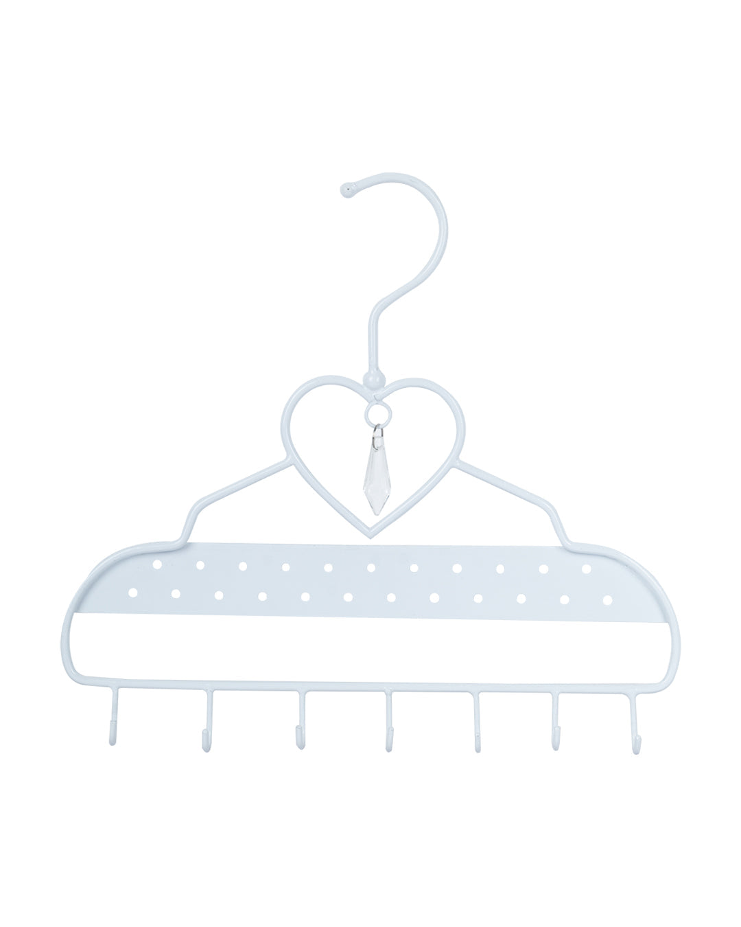 Wall Hanging Jewelry Organizer Hanger With Hooks - (White, Heart Shape, 7 Hooks)