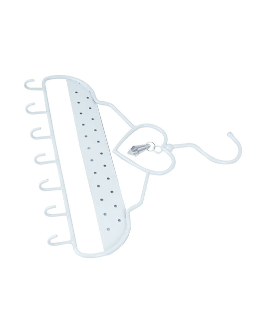 Wall Hanging Jewelry Organizer Hanger With Hooks - (White, Heart Shape, 7 Hooks)