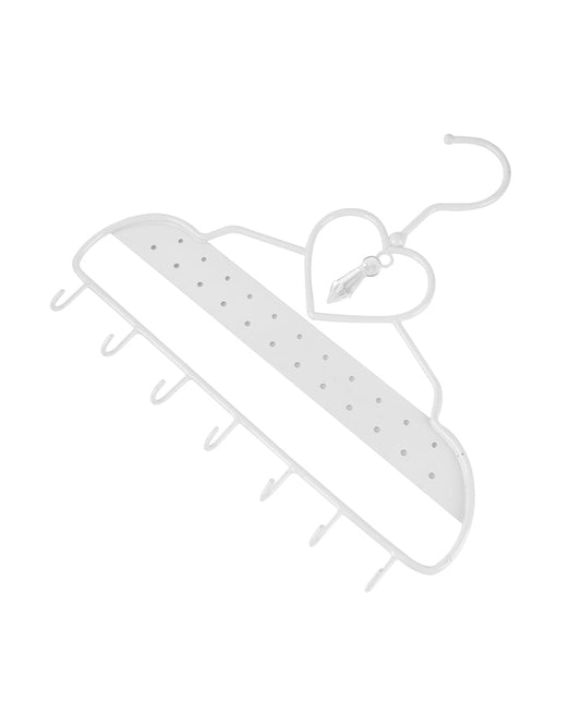 Wall Hanging Jewelry Organizer Hanger With Hooks - (White, Heart Shape, 7 Hooks)