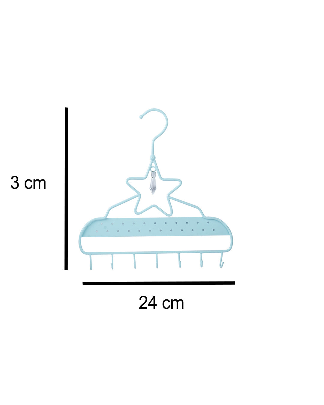 Wall Hanging Jewelry Organizer Hanger With Hooks - (Baby Blue, Star Shape, 7 Hooks)