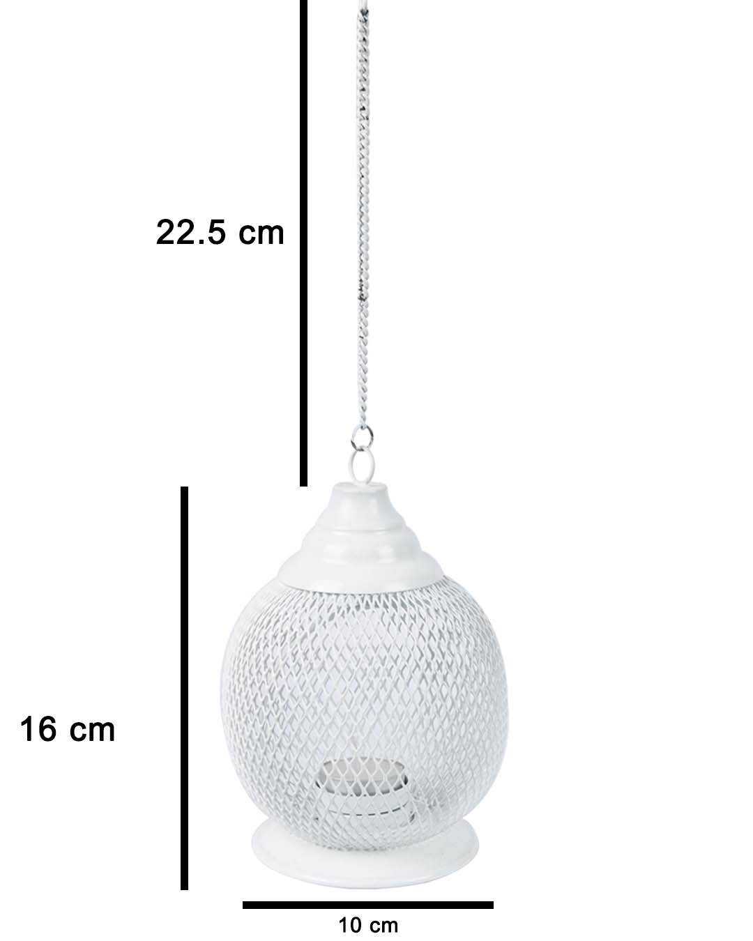 Lighting Hanging T-Light Holder, Diwali Decor, White, Iron
