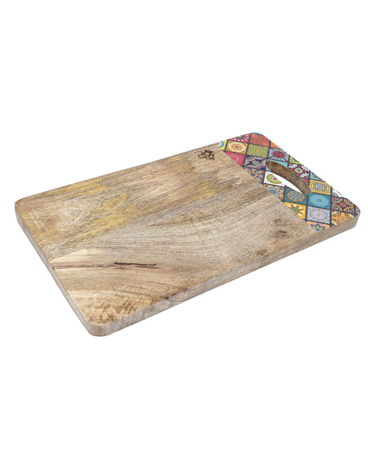 VON CASA Wooden Kitchen Cutting & Chopping Board With Printed Handle