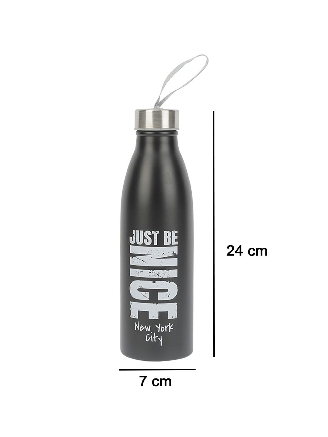 VON CASA 750Ml Stainless Steel Water Bottles With Rope - Black
