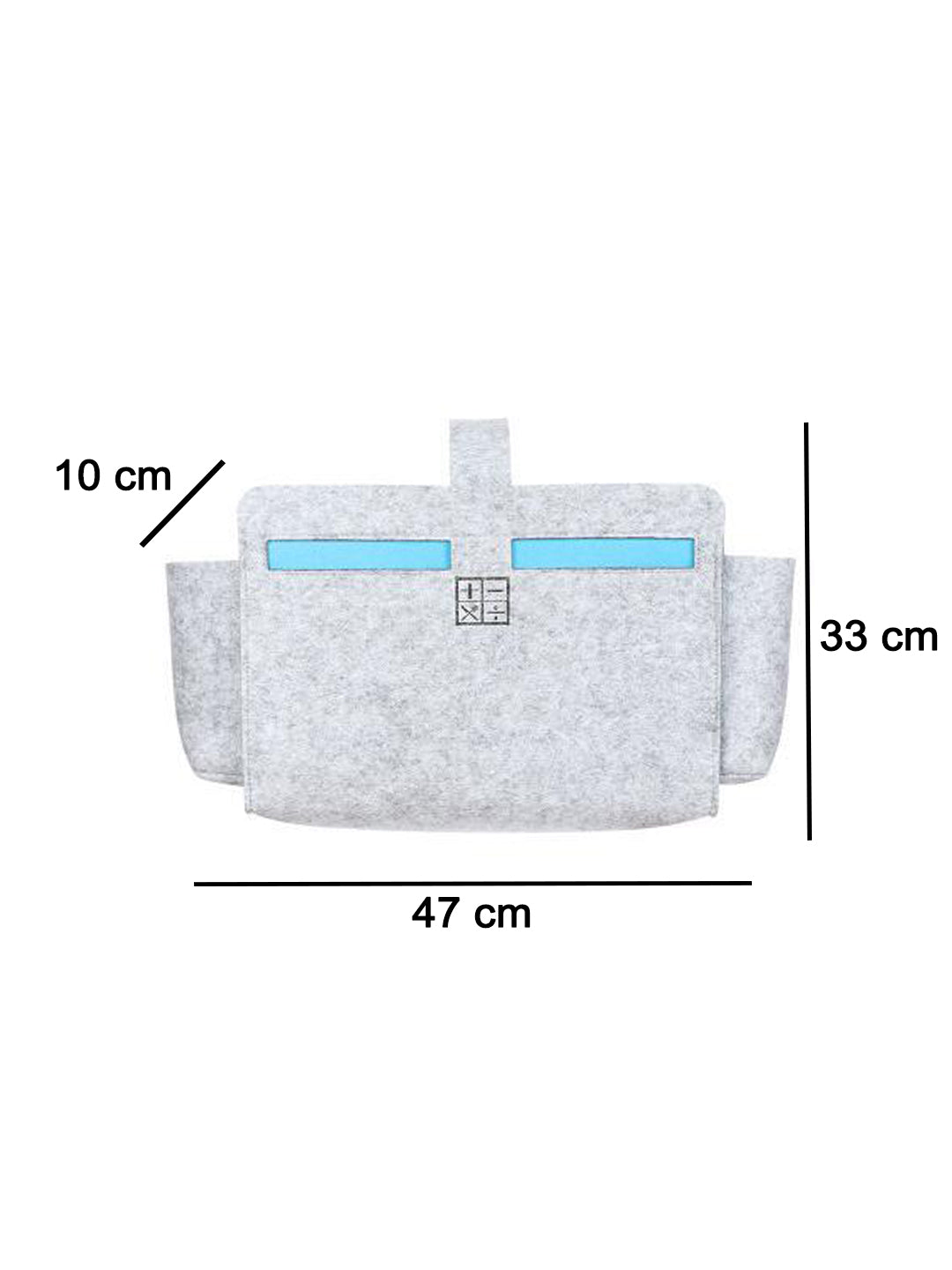 VON CASA Rectangular Felt Organizer - 47X10X33Cm - Light Grey & Blue