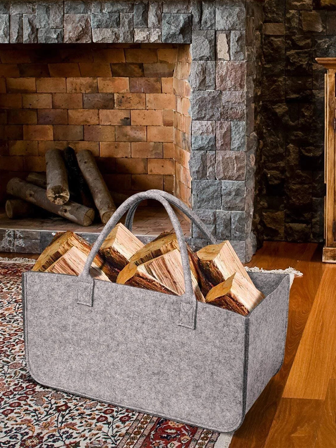 VON CASA Large Capacity Felt Bags For Storage Home - 50X25X25Cm - Light Grey