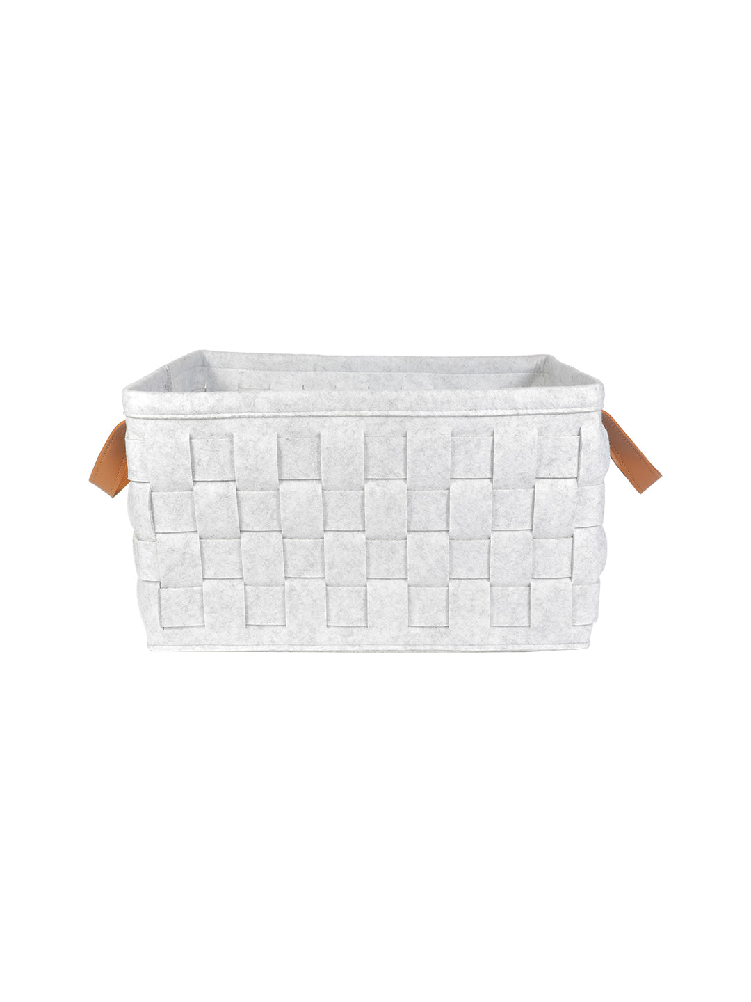 VON CASA Felt Fabric Storage Basket Organizer Boxes - 25 Litre, Light Grey