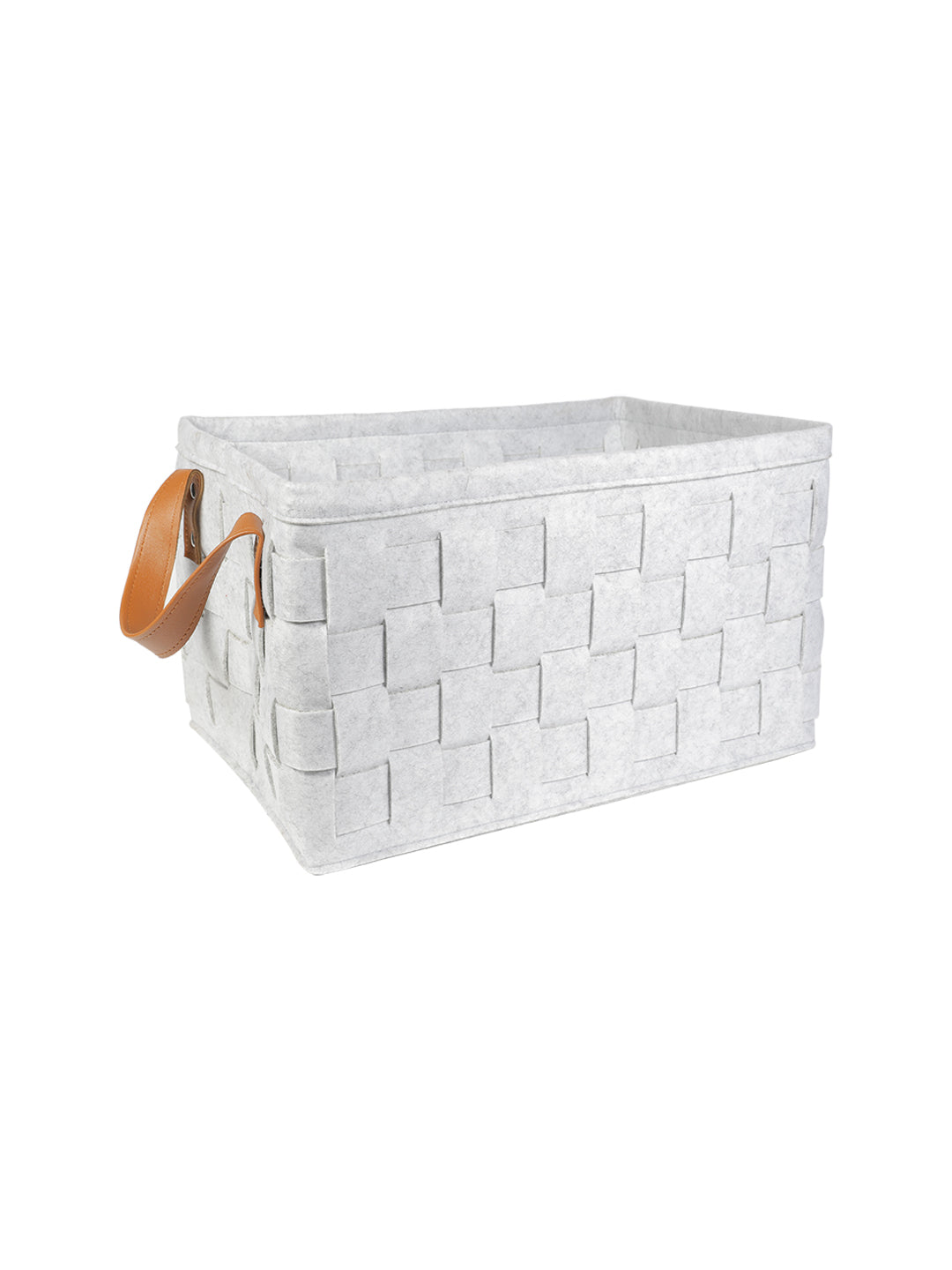 VON CASA Felt Fabric Storage Basket Organizer Boxes - 25 Litre, Light Grey