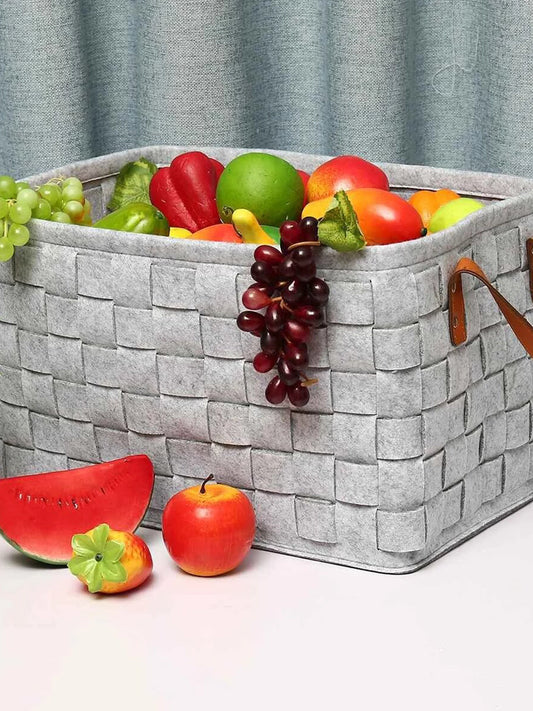 VON CASA Felt Fabric Storage Basket Organizer Boxes - 25 Litre, Light Grey