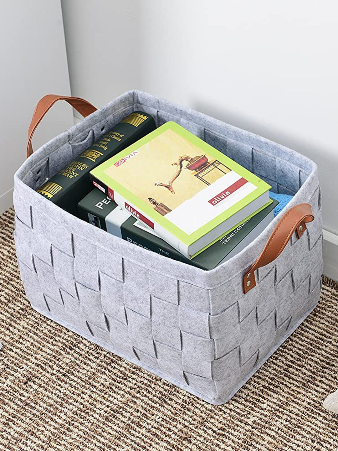 VON CASA Felt Organizer Basket - 31 Litre, Light Grey