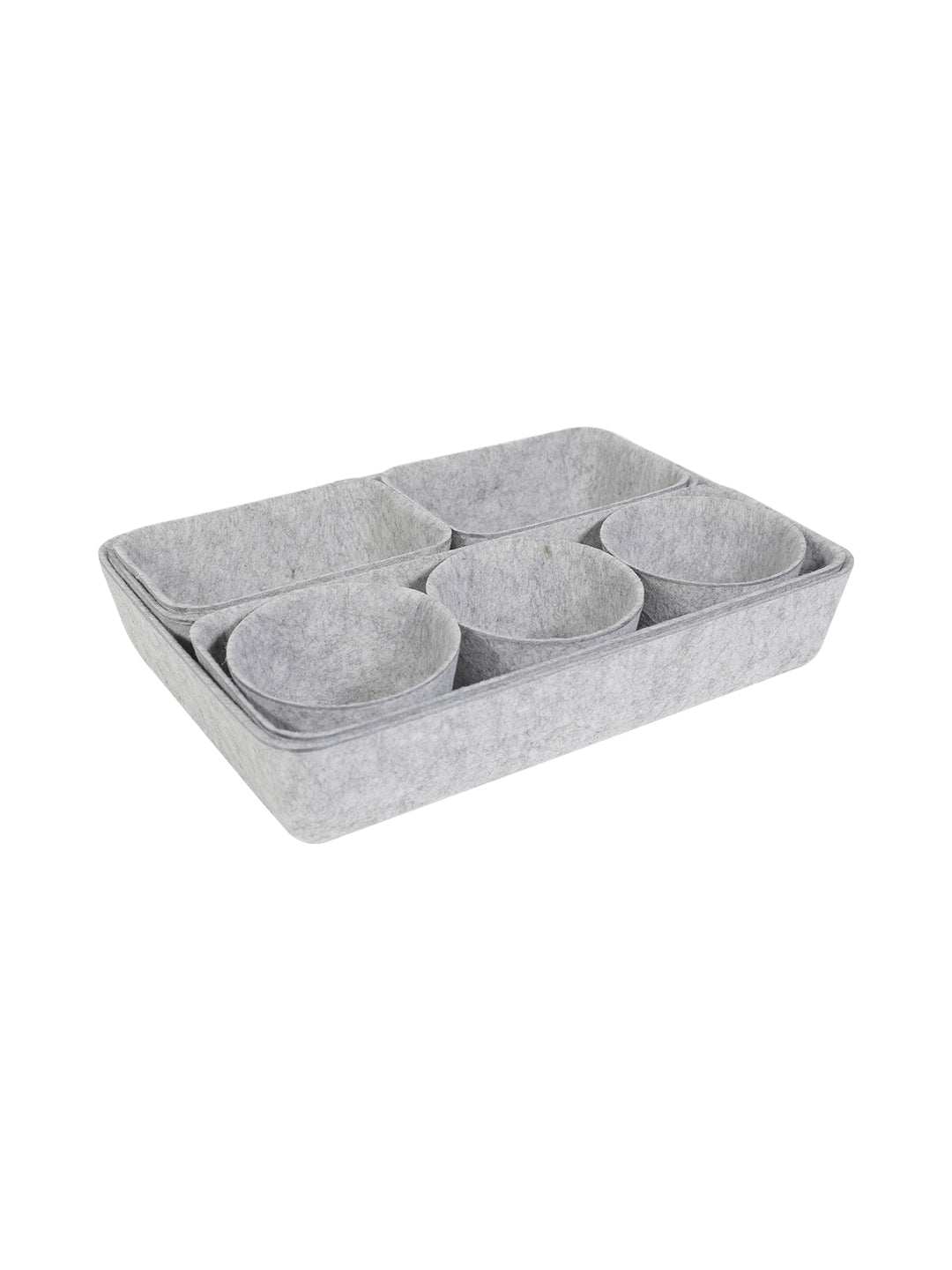 VON CASA Rectangular Felt Desk Organizer - Light Grey
