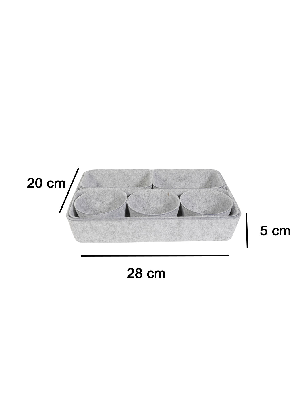 VON CASA Rectangular Felt Desk Organizer - Light Grey