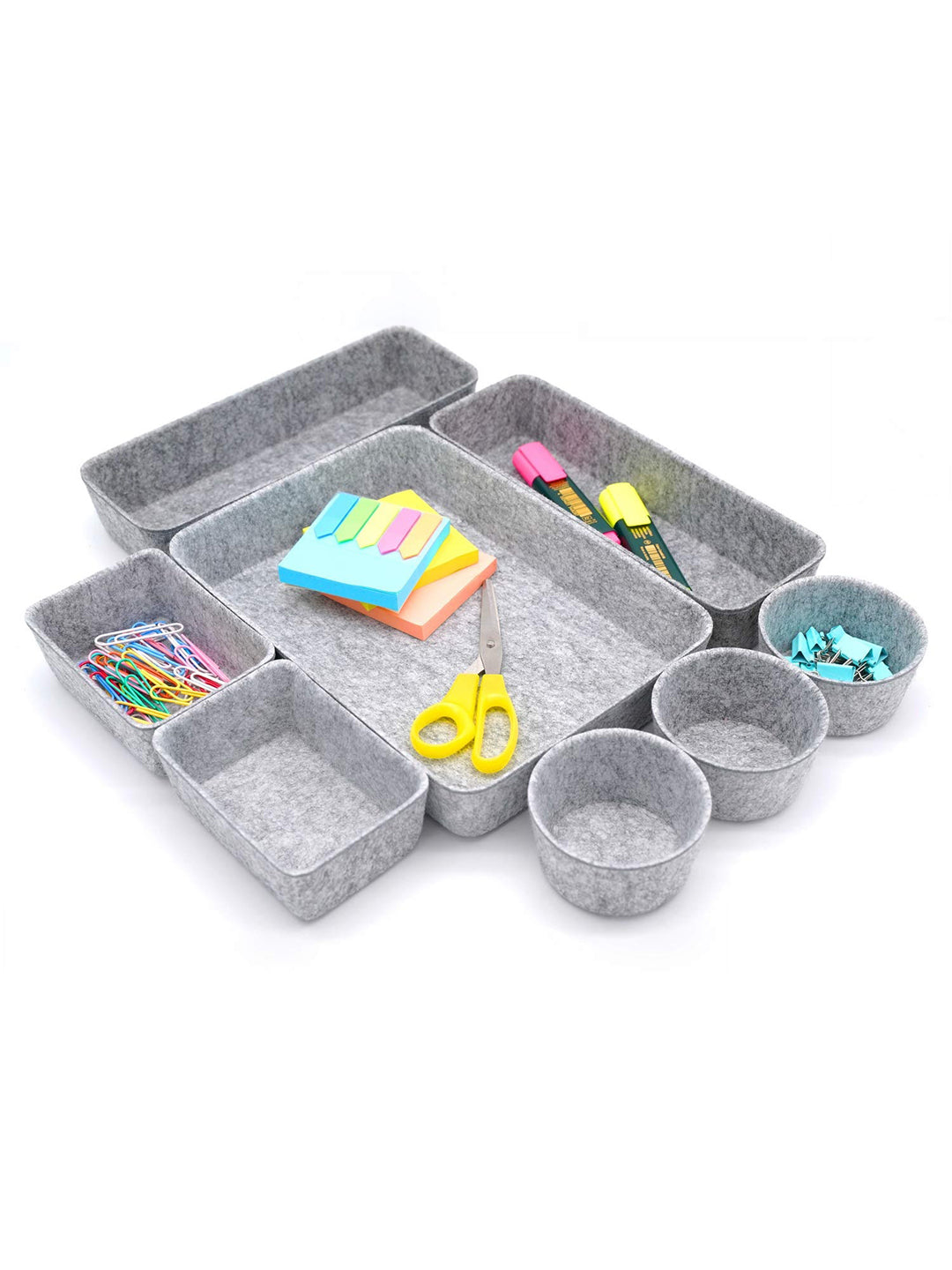 VON CASA Rectangular Felt Desk Organizer - Light Grey