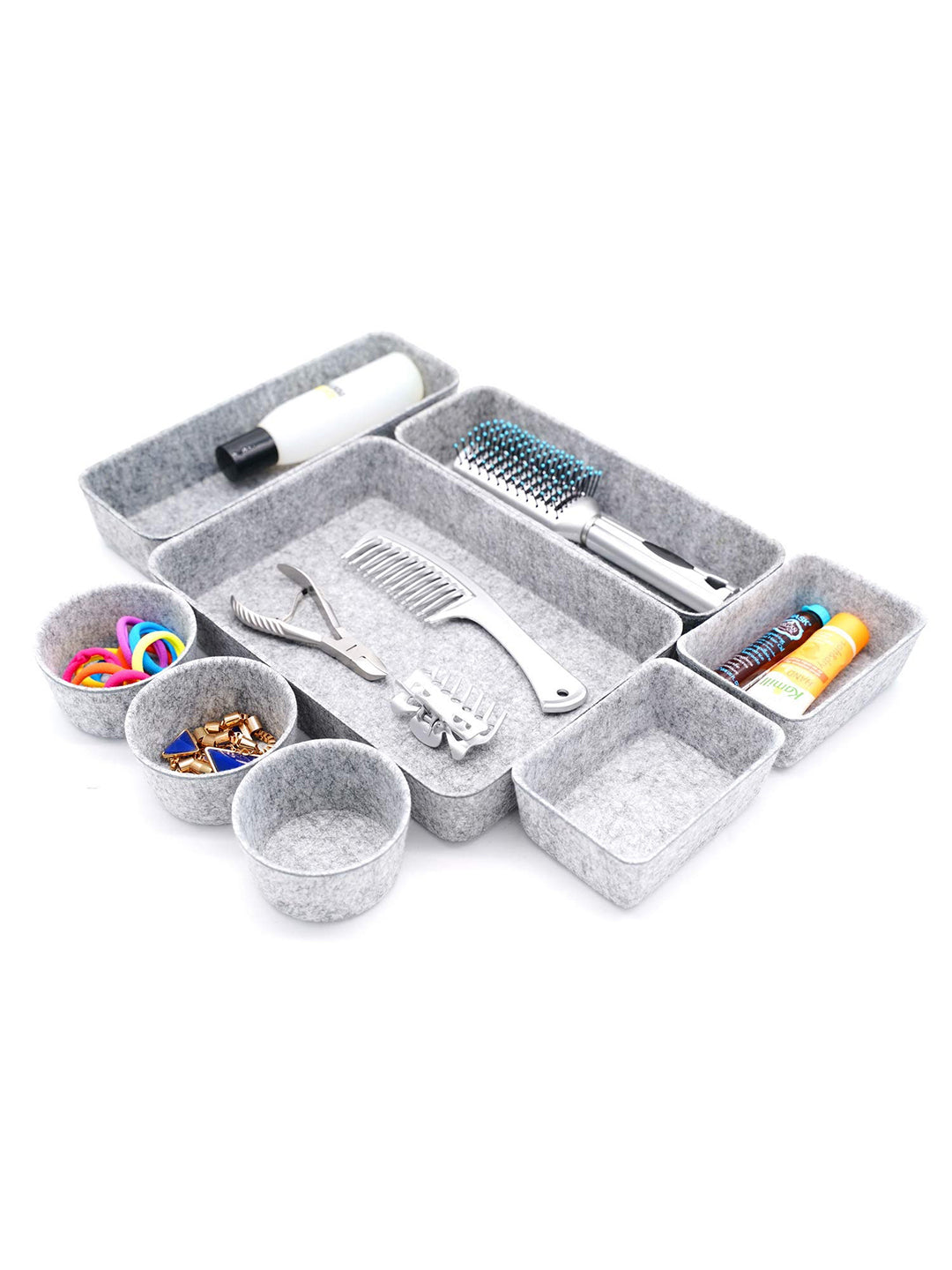 VON CASA Rectangular Felt Desk Organizer - Light Grey